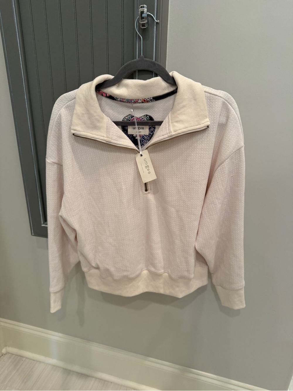 Umgee Cream Quarter-Zip Waffle Knit Pullover